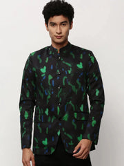 Men Black Printed Casual Blazers-SOBLZ-083-2-Black