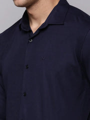 Men Navy Solid Casual Shirt-MONTIKNITS-3365-Navyblue