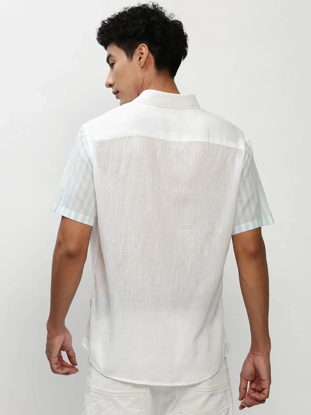 Men's White Striped Cotton Casual Shirts | DesiQlo