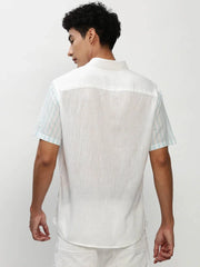 Men White Striped Casual Casual Shirts-TOYOSTRIPE-78-White