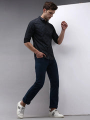 Men Blue Printed Casual Shirt-YONOPRINT-1496-Navyblue