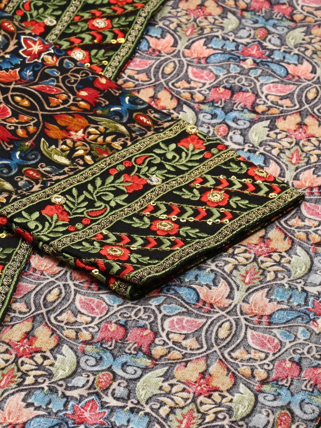 Olive Printed Anarkali Kurta - Women's Cotton Anarkali Kurti