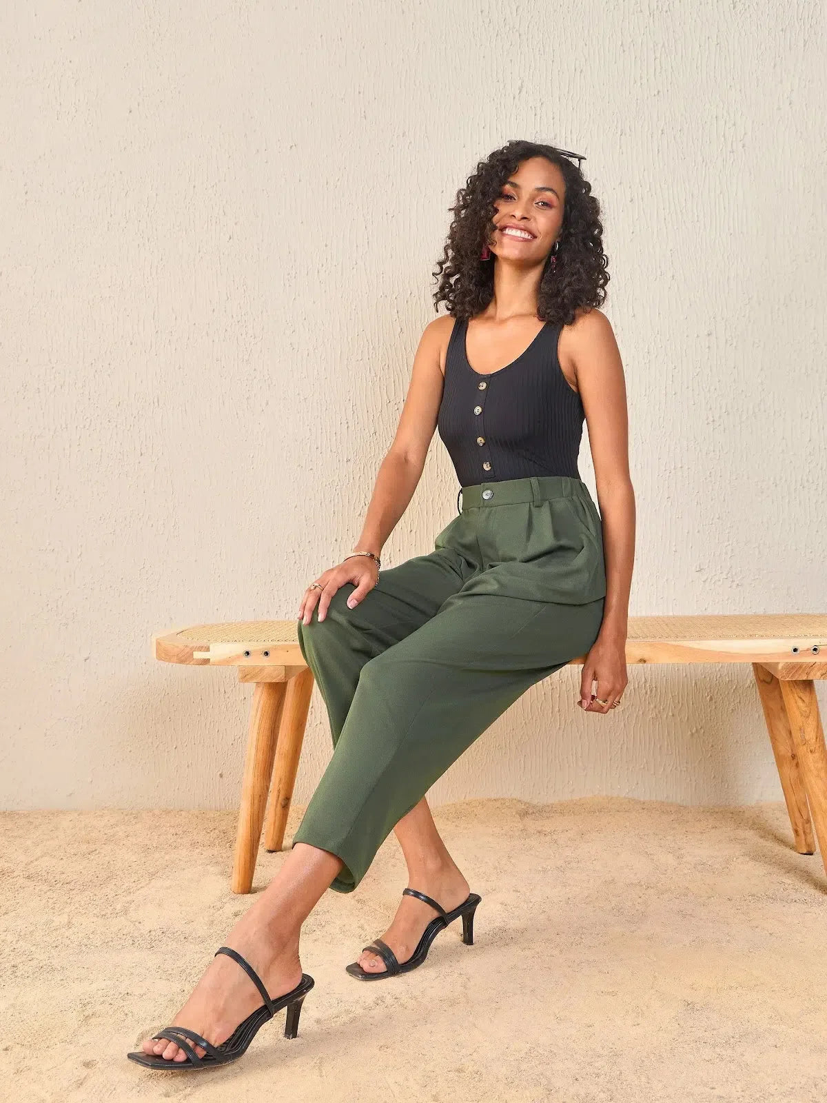 Olive Tapered Pants for Women - Western Outfits & Clothing