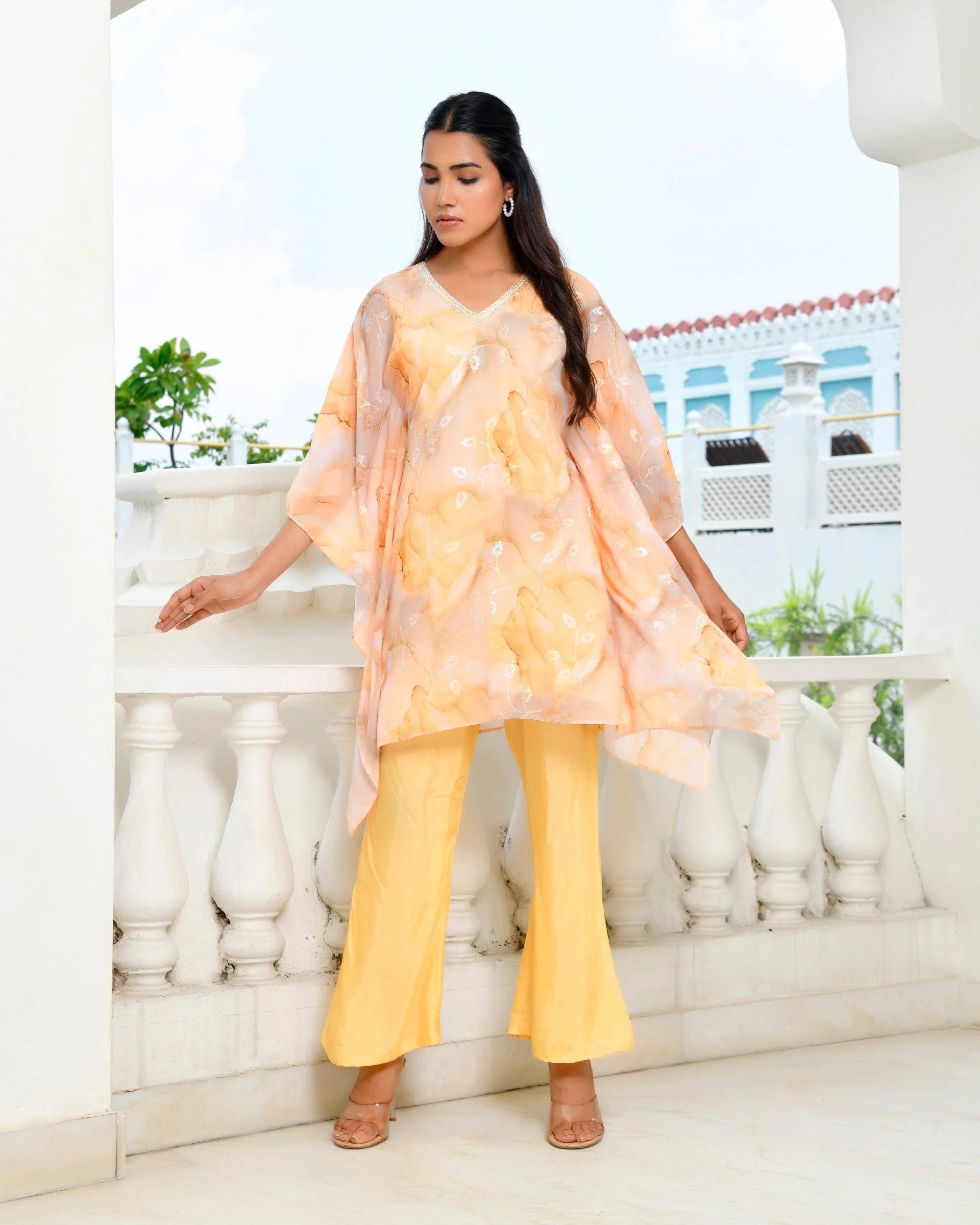 Lemon Marble Kaftan Set - Stylish Women's Printed Kaftans