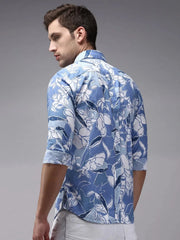 Men Blue Printed Casual Shirt-PERRYPRINT-1848-Blue