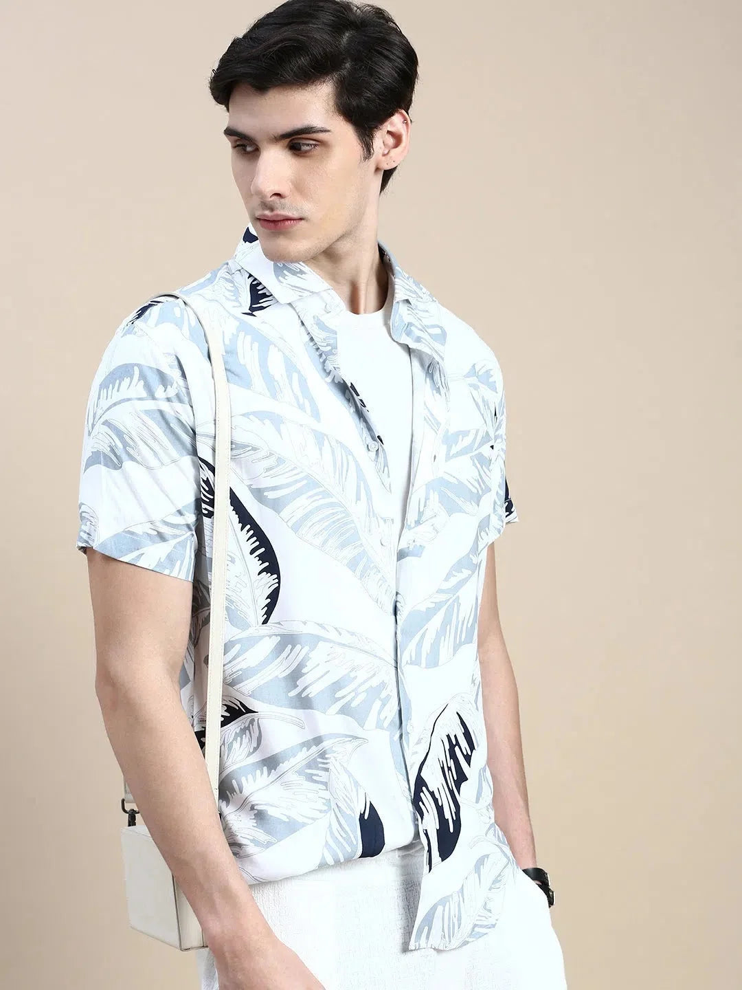 White Graphics Cotton Shirt for Men | Casual Mens Shirt