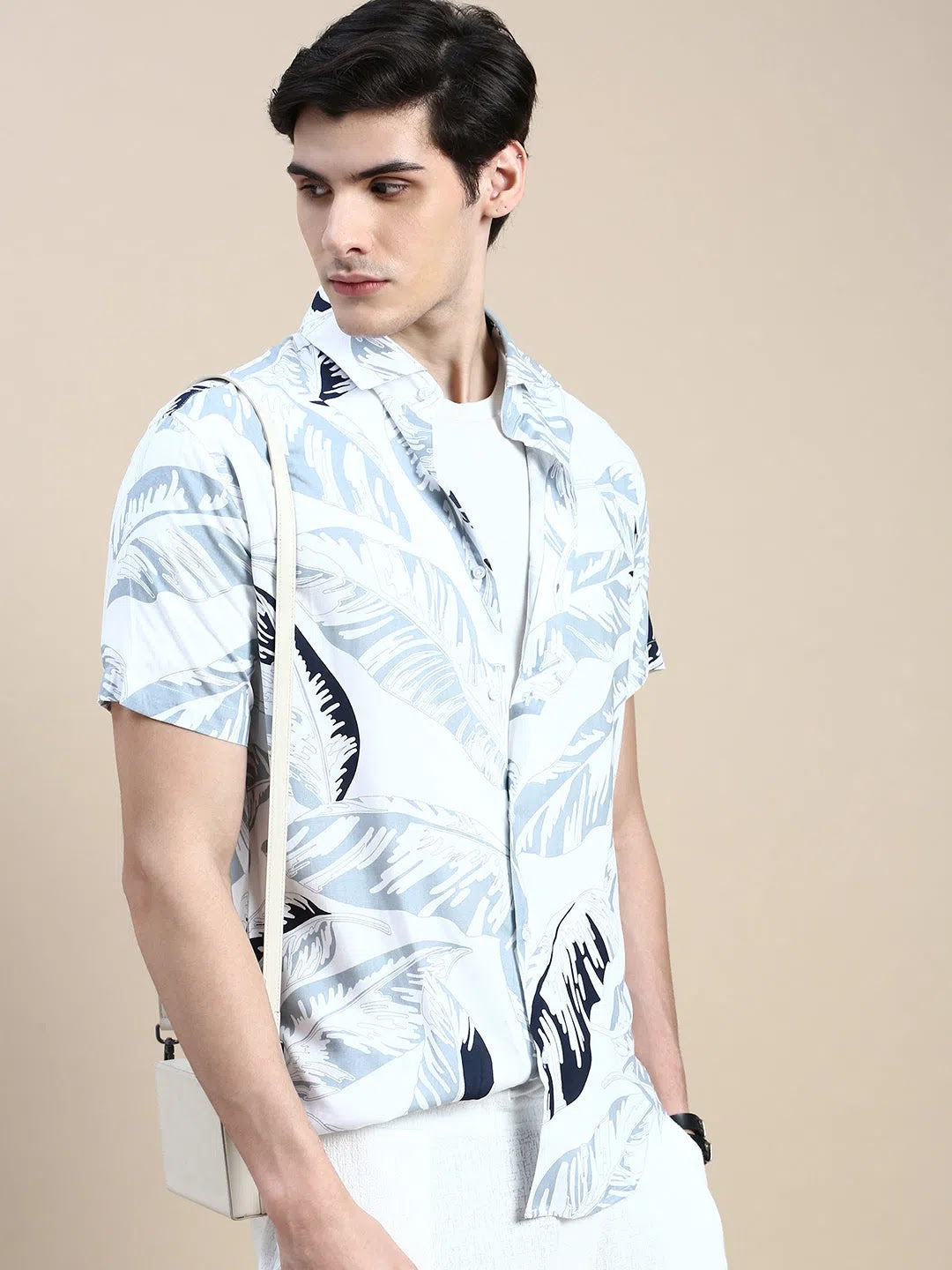 White Graphics Cotton Shirt for Men | Casual Mens Shirt
