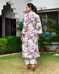 Women Cream Musline Viscose Digital Printed Cord Set-158VAASCREAM