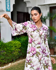 Women Cream Musline Viscose Digital Printed Cord Set-158VAASCREAM