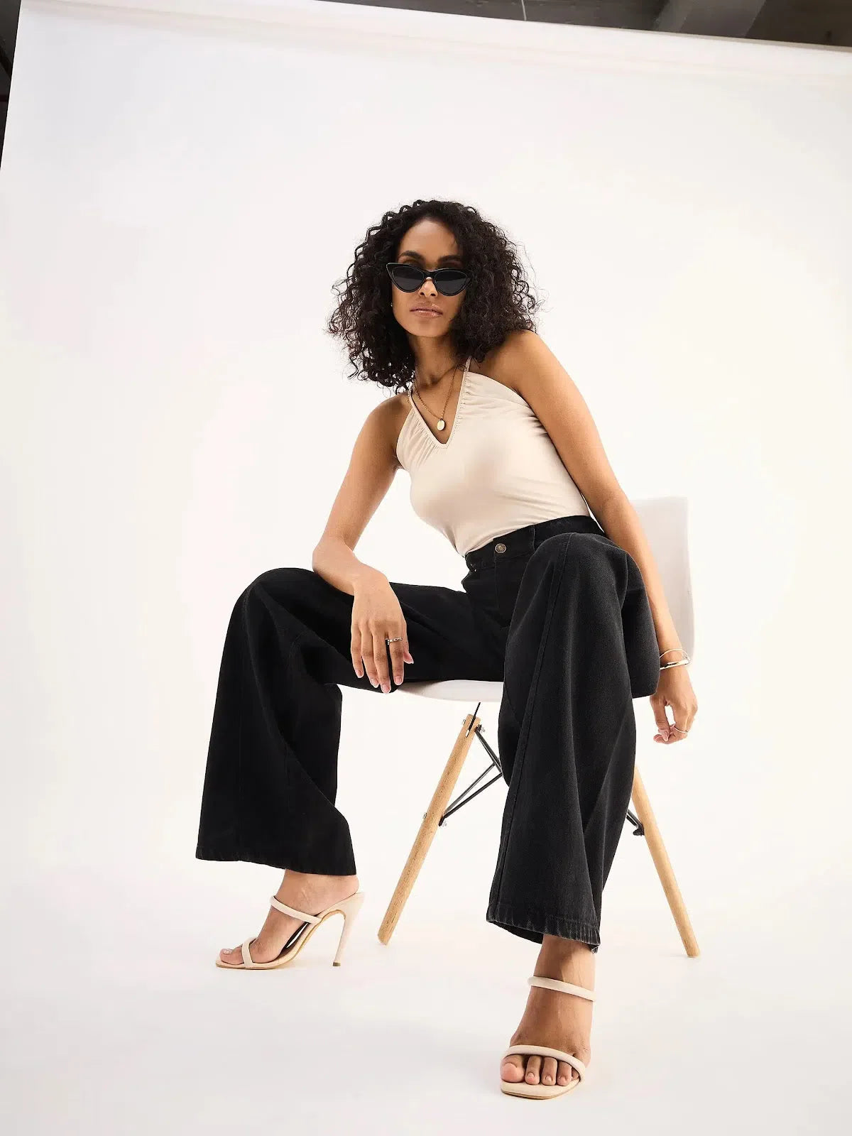 Black Wide Leg Jeans: Women's Denim with Seam Detail