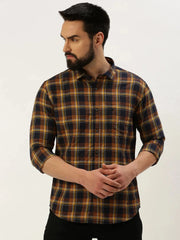 Men Navy Checked Casual Shirt-BOXERCHECKS-3347-Navyblue