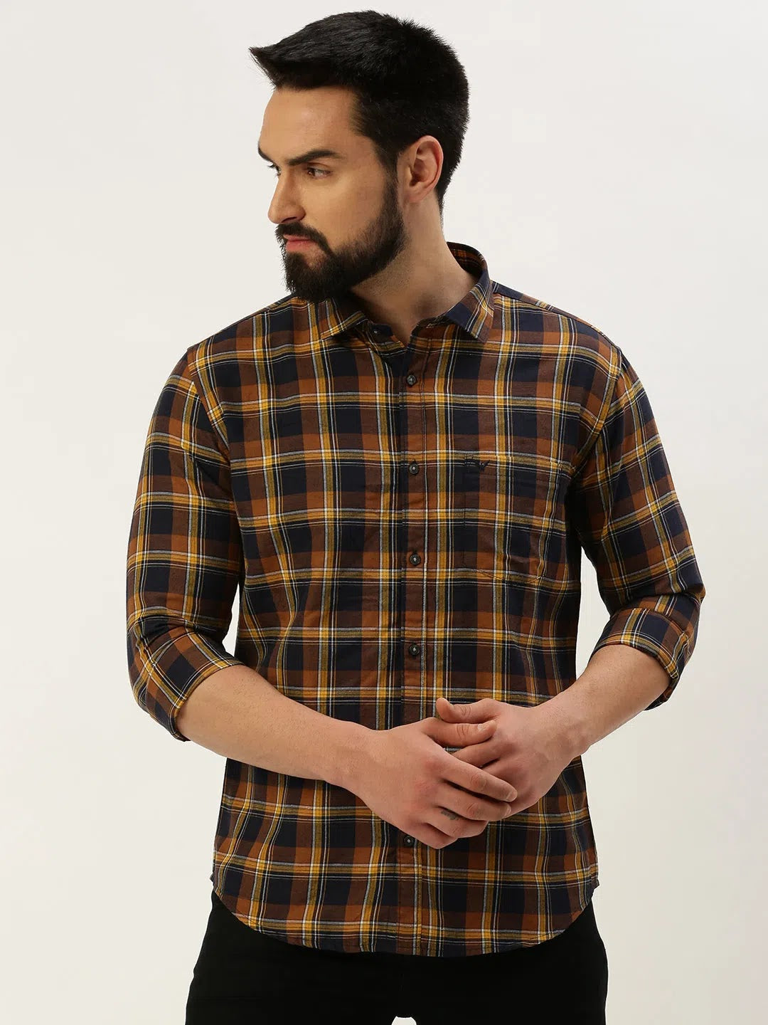Navy Checked Mens Shirt | Cotton Casual & Formal Shirts