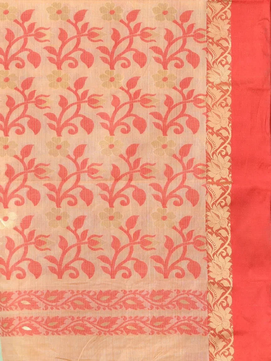 Yellow Printed Silk Saree - Banarasi Style Indian Sari