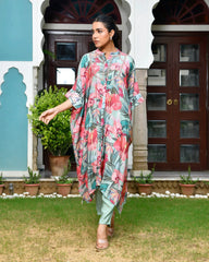 Women Aqua Musline Viscose Digital Printed Kaftan Pant Set-159VAASAQUA