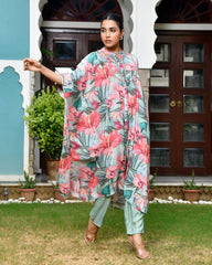 Women Aqua Musline Viscose Digital Printed Kaftan Pant Set-159VAASAQUA