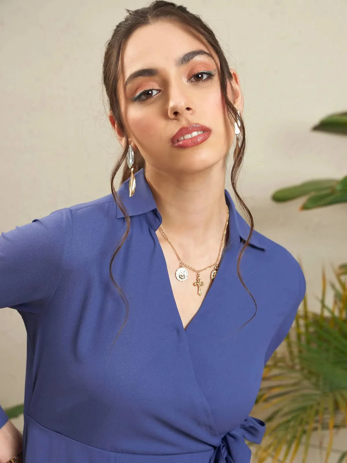 Blue Wrap Dress - Chic Women's Western Wear for Any Event