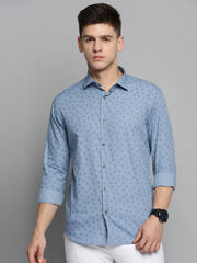 Men Blue Printed Casual Shirt-BENTONPRINT-4038-Blue