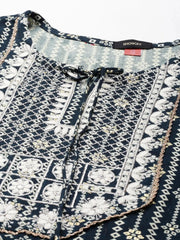 Women's Teal Printed Kurta Set-BCK-1597-Teal