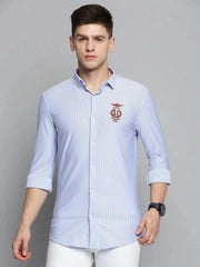 Men Blue Solid Casual Shirt-STYLISHSTRIPE-3492-Blue