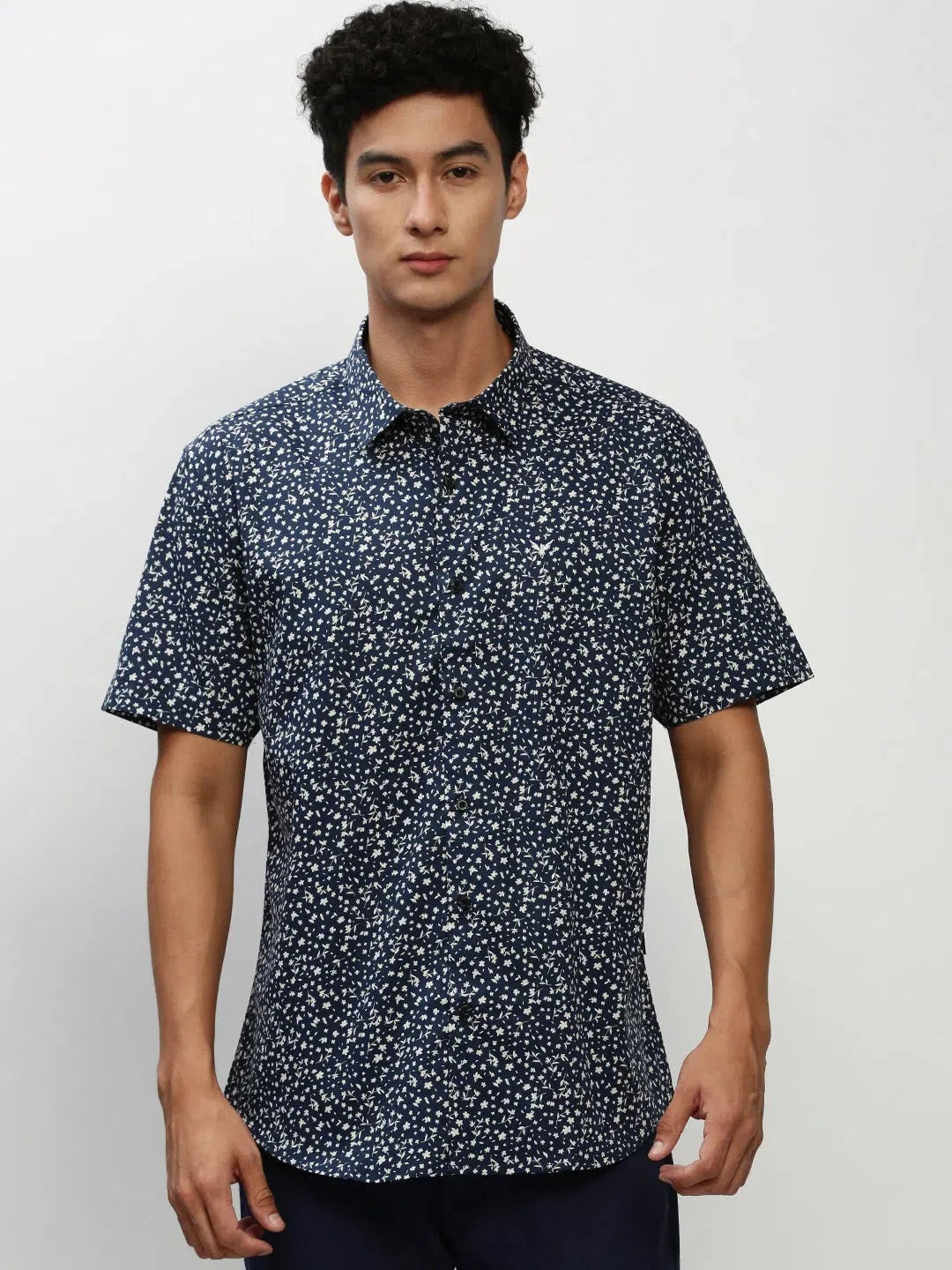 Trending Navy Printed Mens Shirt - Cotton Casual Shirt | DesiQlo