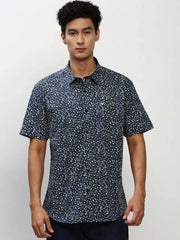 Men Navy Printed Casual Casual Shirts-JUPITERPRINT-1801-Navyblue