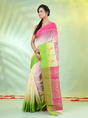 Light Green Cotton Saree With Zari Borders-MA64BCT401190044
