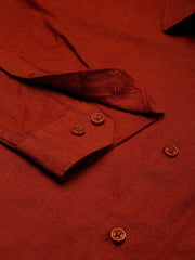 Men Rust Solid Formal Shirt-SOFIALINEN-3256-Rust