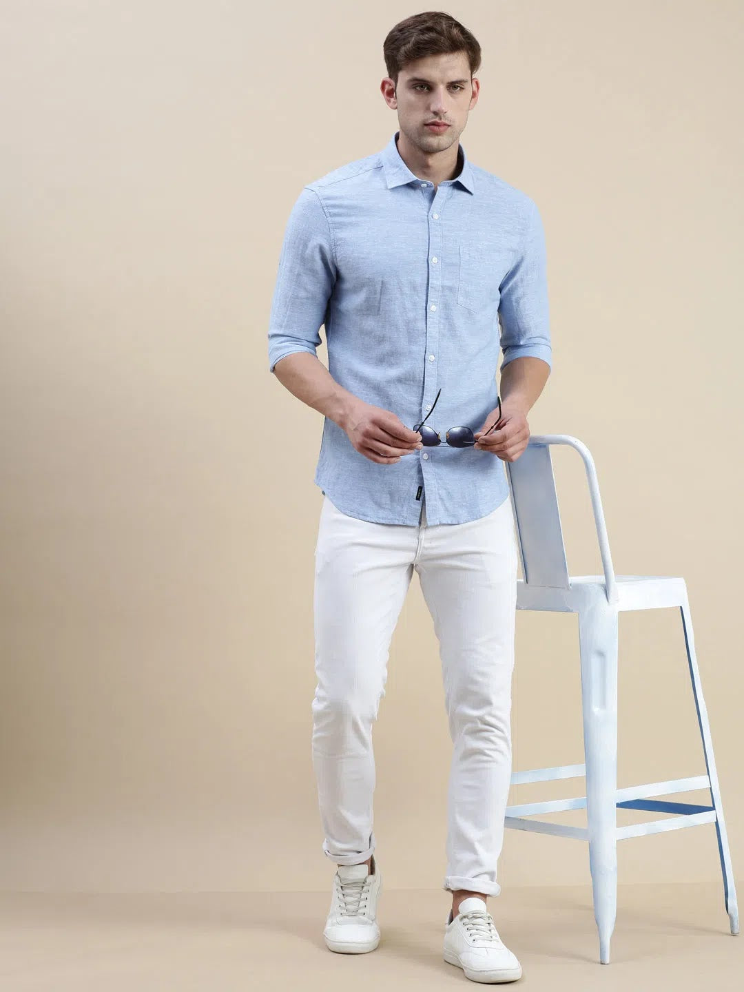 Trendy Blue Solid Mens Shirt | DesiQlo Cotton Casual Shirt
