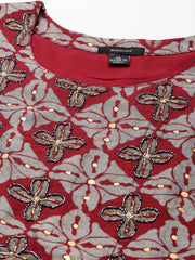 Women's Maroon Printed Kurta SetKC-1002-Maroon