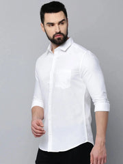 Men White Solid Casual Shirt-CROSSPLAIN-4557-White