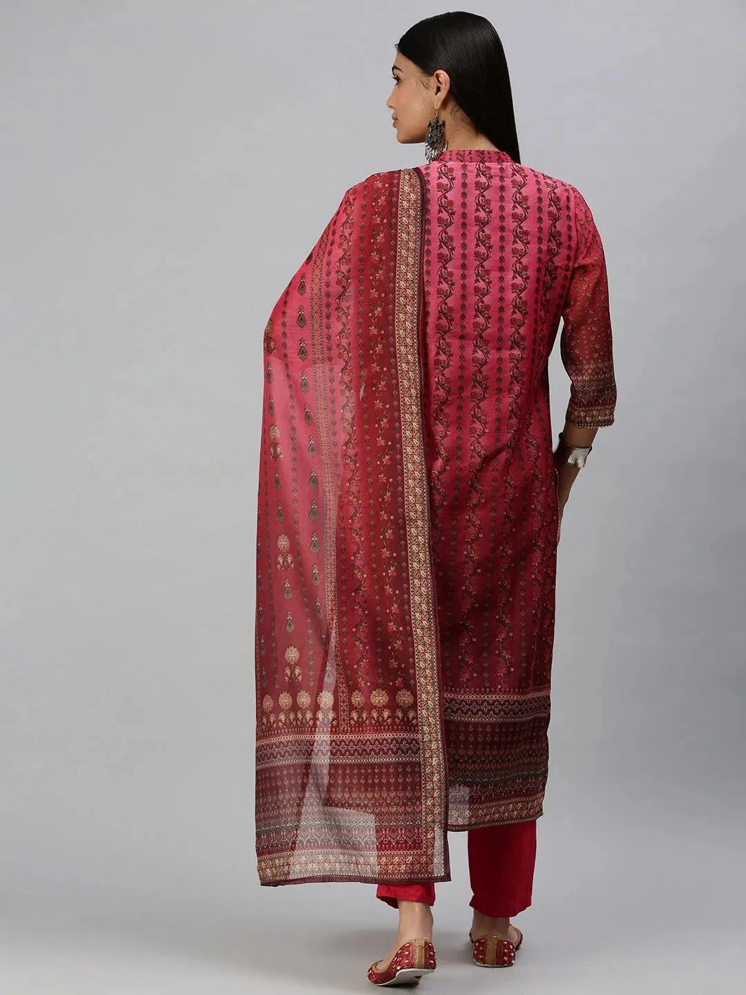 Maroon Printed Cotton Kurta Sets | Women's Indian Kurta Sets