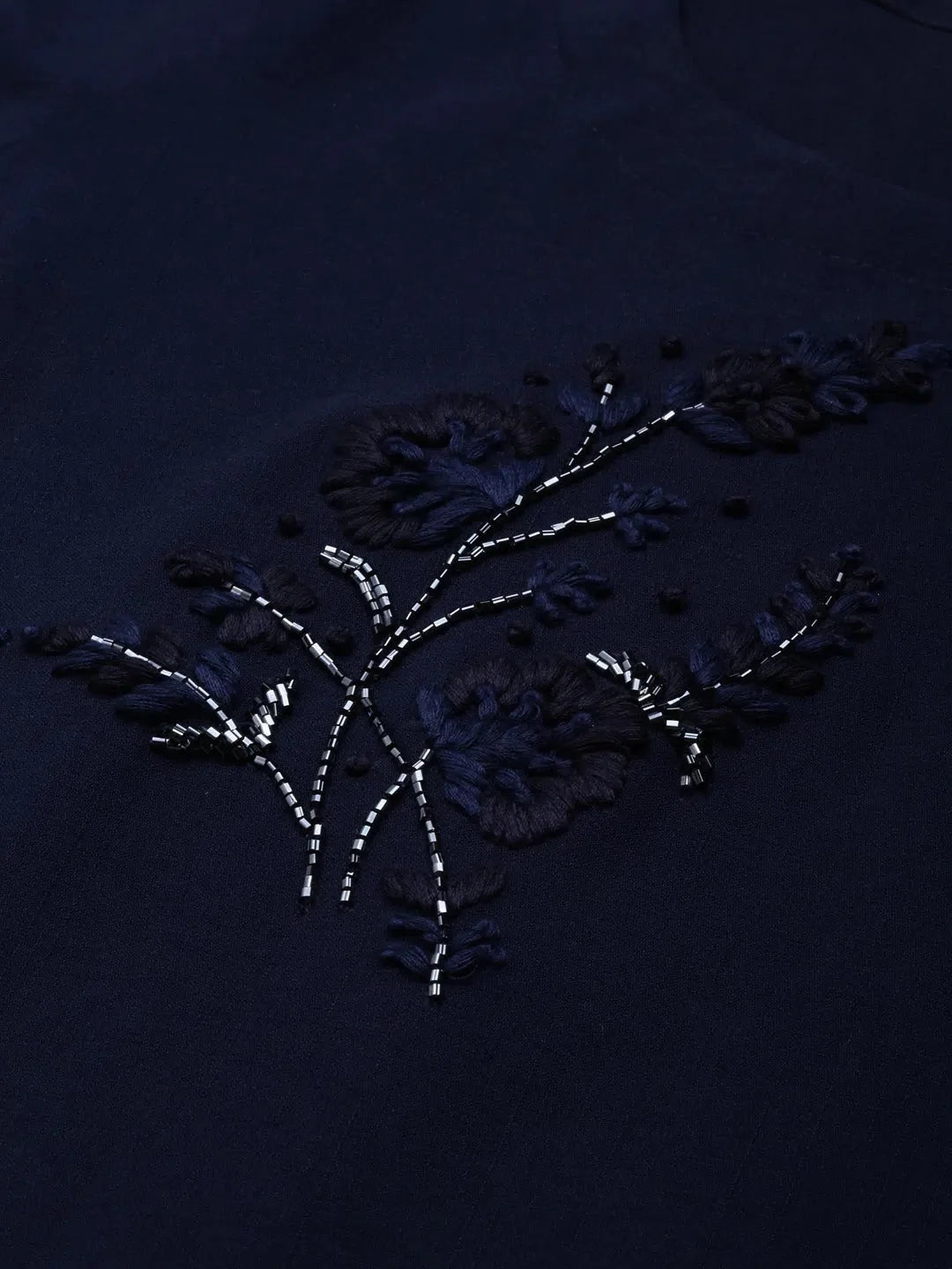 Navy Embroidered Viscose Kurta | Elegant Indian Kurta