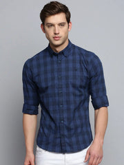 Men Navy Checked Casual Shirt-SOMNIUMCHECKS-2010-Navyblue
