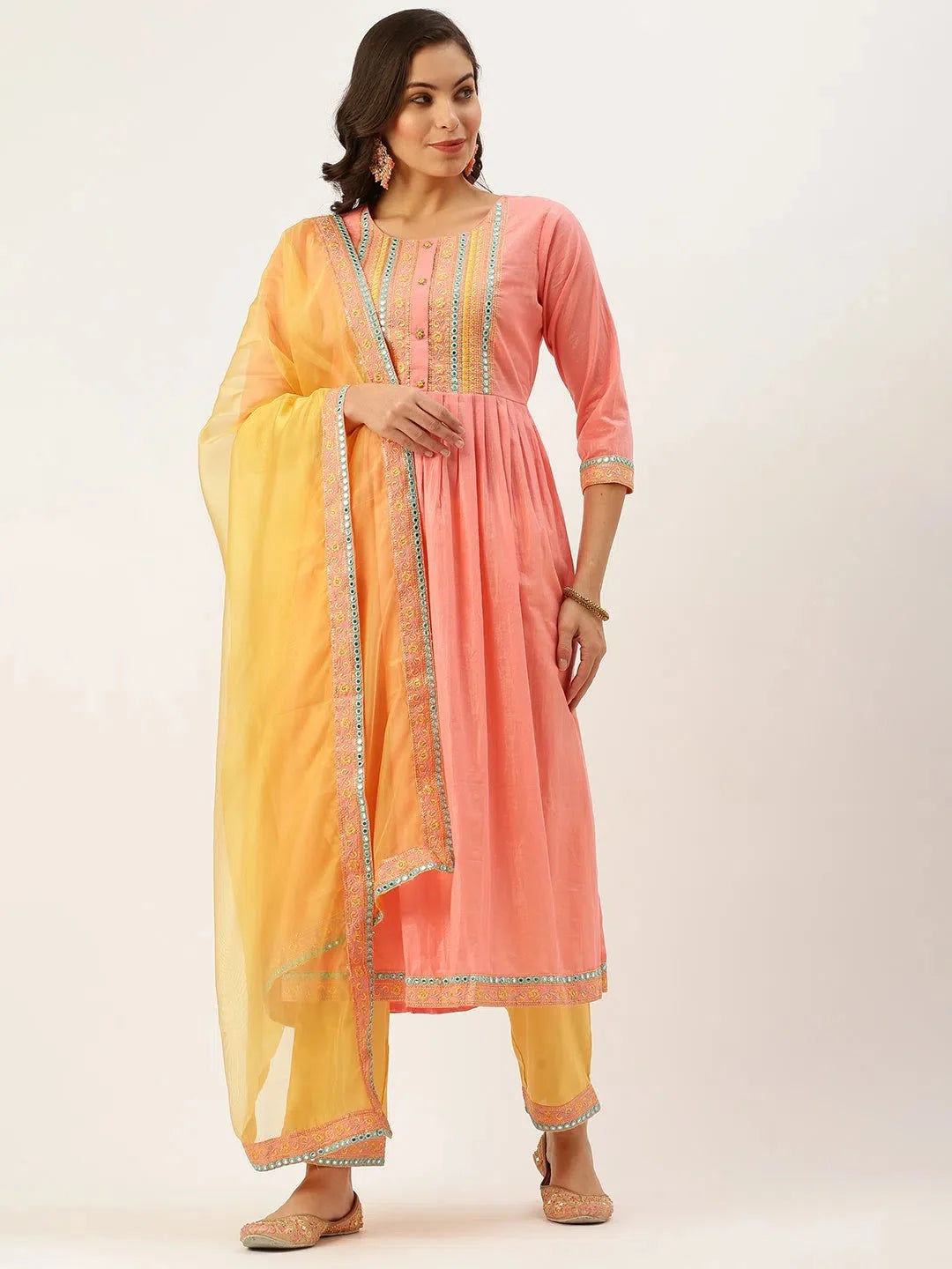 Women's Pink Solid Kurta Sets | Cotton Indian Kurta Sets