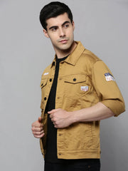 Men Beige Solid Casual Shirt-KZ-12067-Khaki
