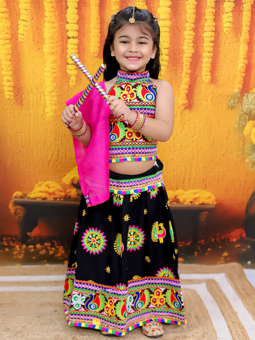 Lehenga Choli Set for Girls - Black | BN24LC52BKA