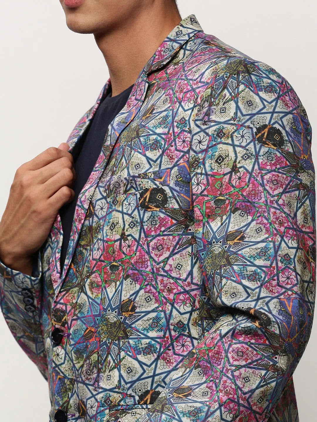 Multi-Print Blazer - Men's Ethnic Wear and Nehru Jackets