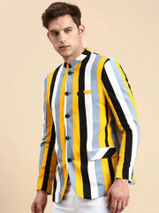 Men Multi Striped Party Blazer-SOBLZ-79-3-Multi