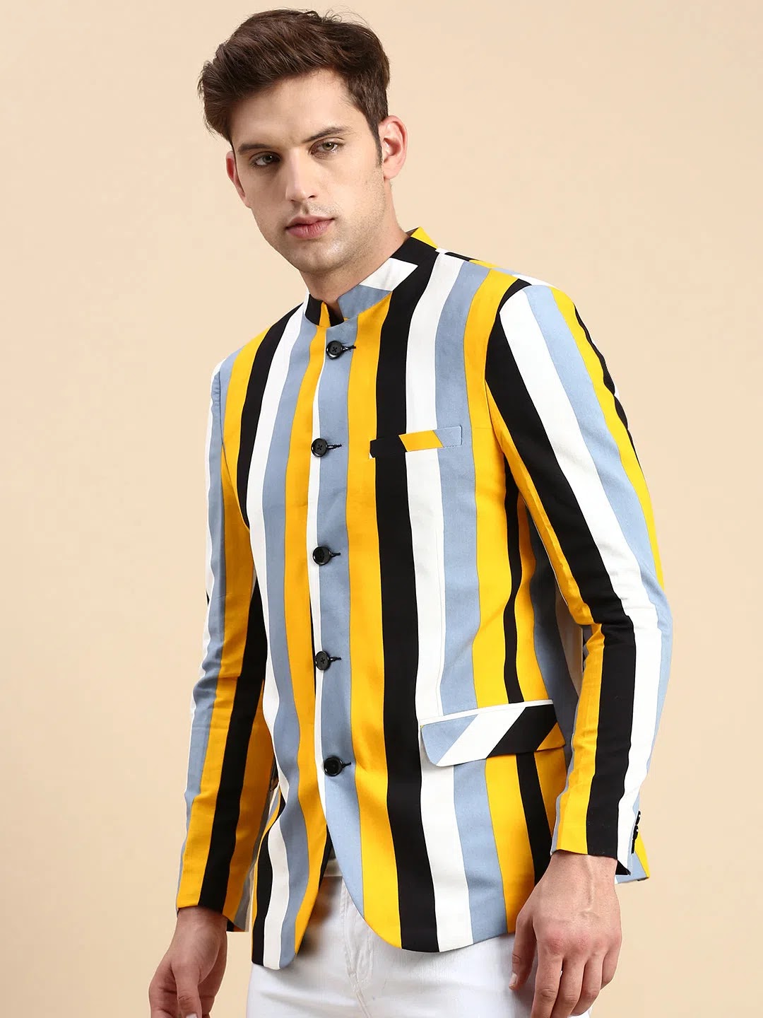 Men's Multi-Striped Party Blazer | Cotton Modi Jacket Style