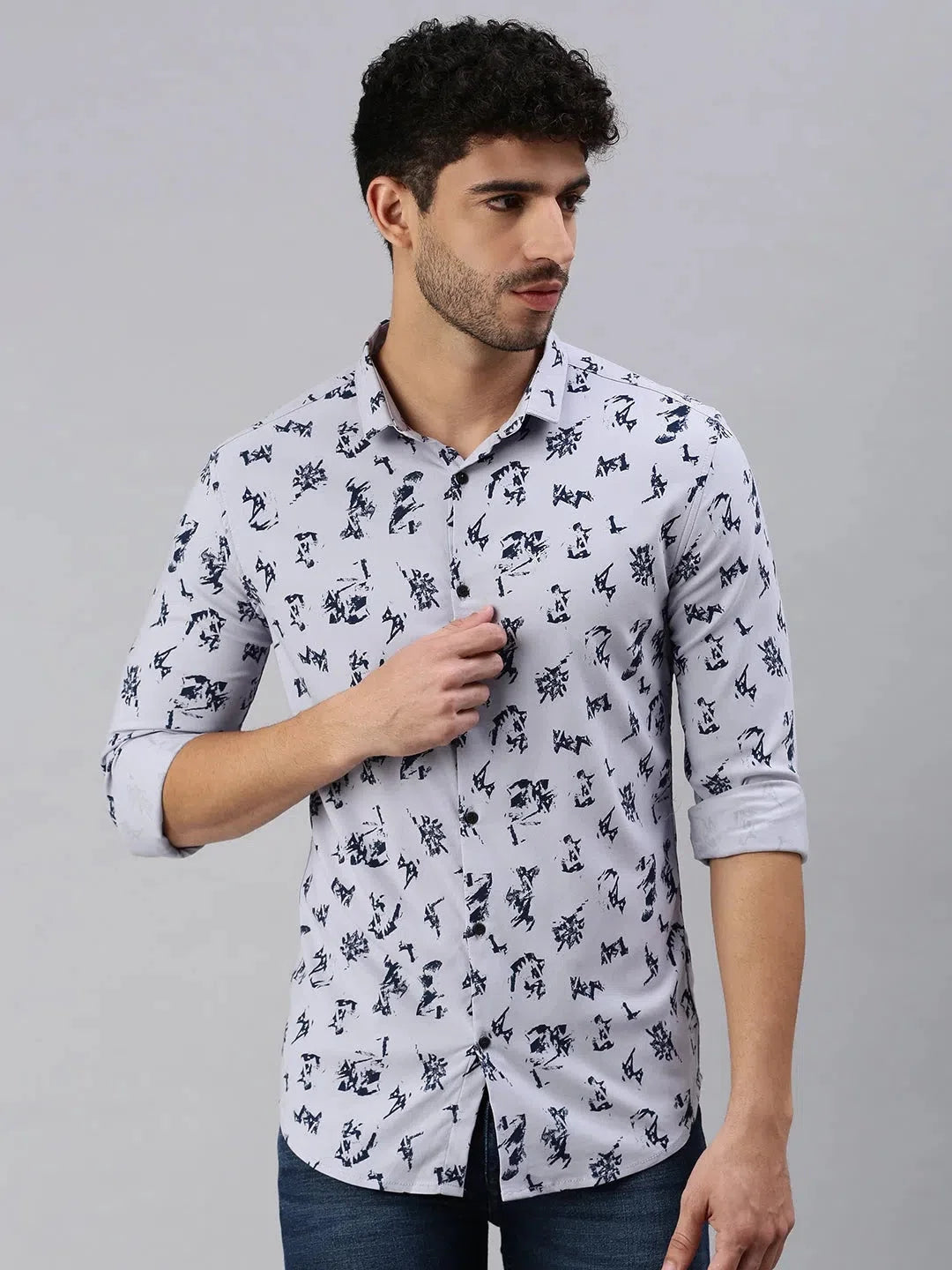 Lavender Printed Shirt - Casual Cotton Mens Shirt Online