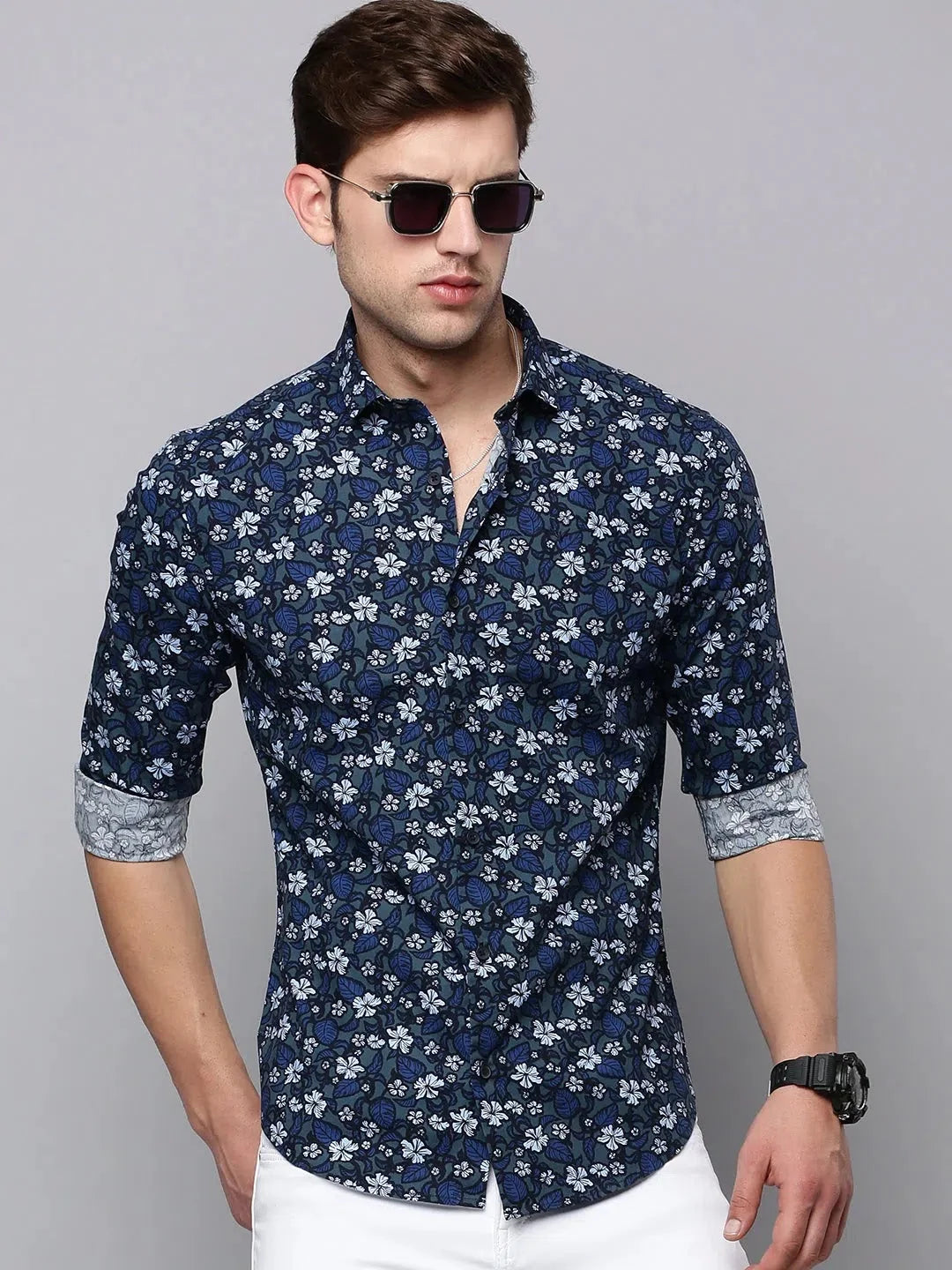 Men Green Printed Casual Shirt-TKTPRINT-105-Olive
