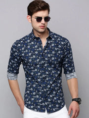 Men Green Printed Casual Shirt-TKTPRINT-105-Olive