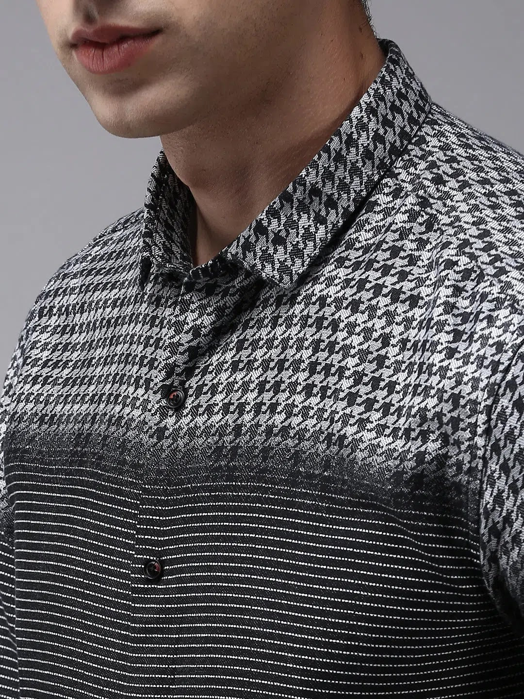 Black Printed Mens Shirt - Designer Cotton Shirt | DesiQlo