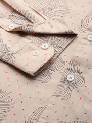 Men Beige Printed Casual Shirt-ZEPHYRPRINTS-2019-Beige