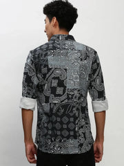 Men Black Printed Casual Casual Shirts-MERRICK-1564-Black
