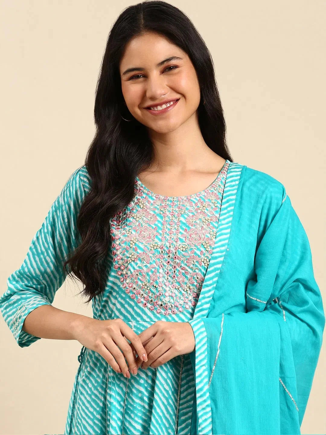 Blue Tie Dye Cotton Kurta Set for Women | Indian Kurta Sets