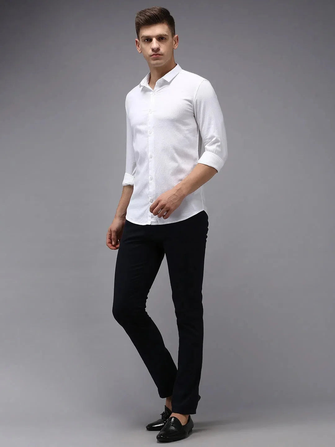 Men's White Solid Shirt - DesiQlo Cotton Casual Shirt