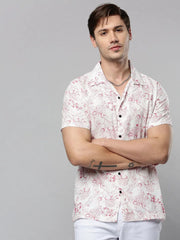Men White Printed Casual Shirt-RESORTPRINT-5291-White