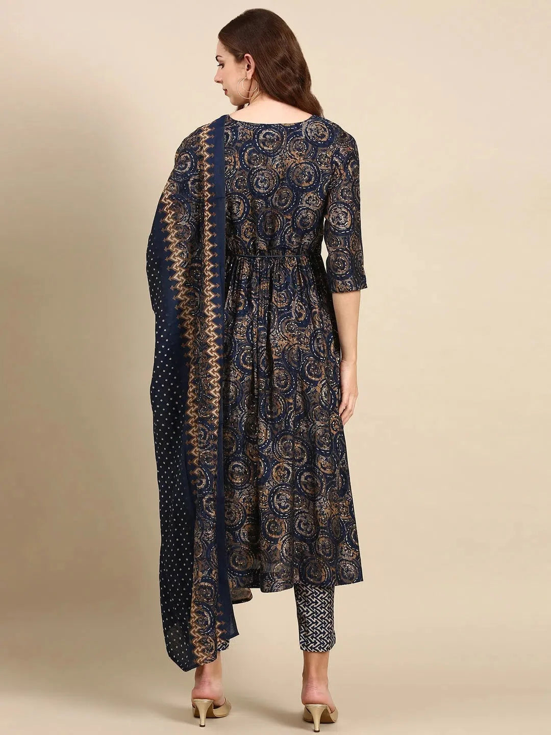 Navy Blue Printed Kurta Set | Designer Women's Kurta Sets