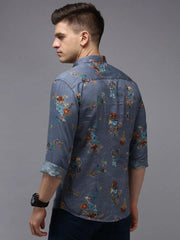 Men Blue Printed Casual Shirt-PARKERPRINT-1544-Blue